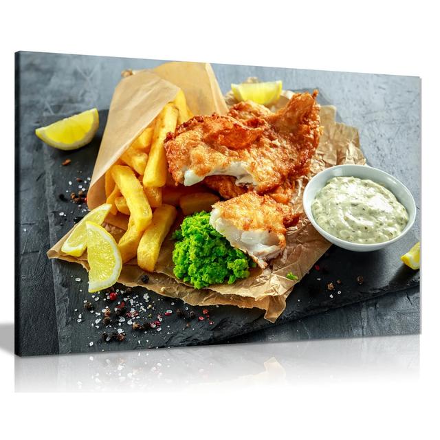 English Fish And Chips Shop - Wrapped Canvas Photograph Ebern Designs Size: 51cm H x 76cm W on Productcaster.