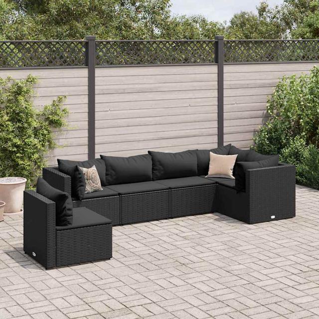 Gartensofa mit Kissen DEvidaxl Rahmenfarbe: Schwarz, Farbe des Kissens: Schwarz on Productcaster.