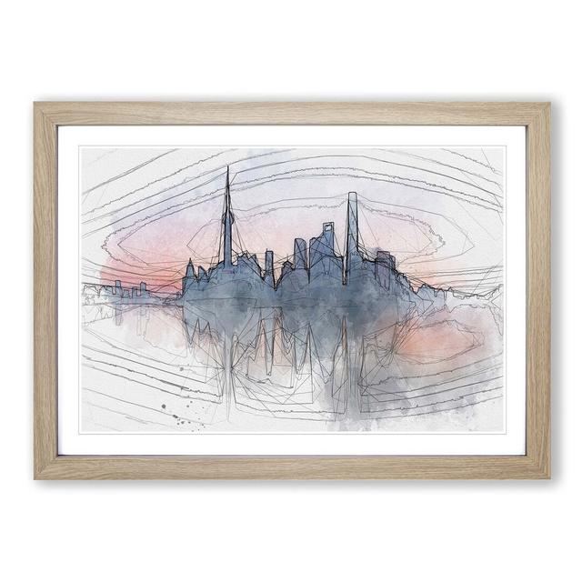 View of Shanghai in China in Abstract - Picture Frame Graphic Art Print East Urban Home Size: 35cm H x 50cm W x 2cm D, Frame Option: Oak on Productcaster.