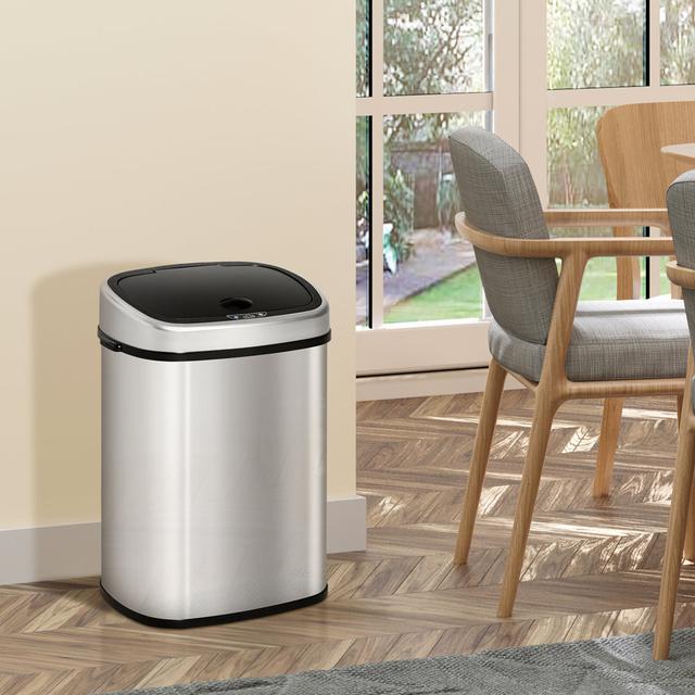 Steel Motion Sensor Rubbish Bin Sol 27 Outdoor Capacity: 48L on Productcaster.