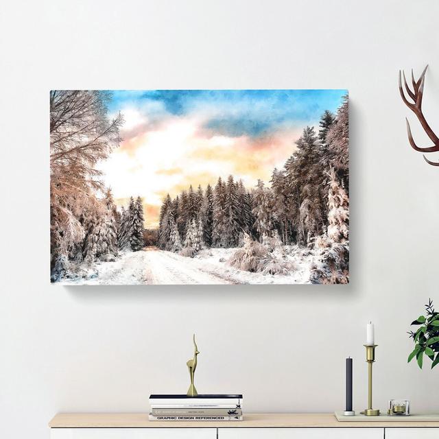 Winter White Forest In Sweden - Wrapped Canvas Painting East Urban Home Size: 50cm H x 76cm W x 3cm D on Productcaster.