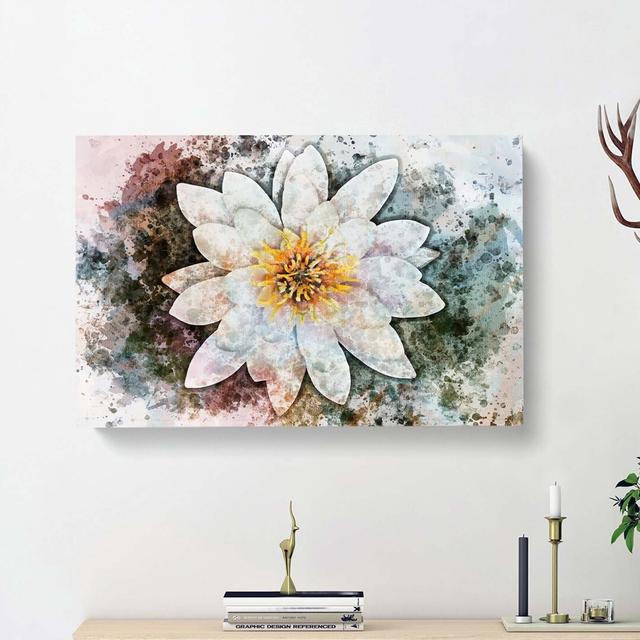 Heart Of A White Lily In Abstract - Wrapped Canvas Painting East Urban Home Size: 60cm H x 91cm W x 3cm D on Productcaster.