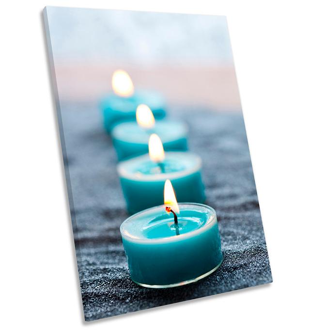 Blue Candles Bathroom Spa - Wrapped Canvas Photograph 17 Stories Size: 137.2cm H x 91.4cm W x 4cm D on Productcaster.