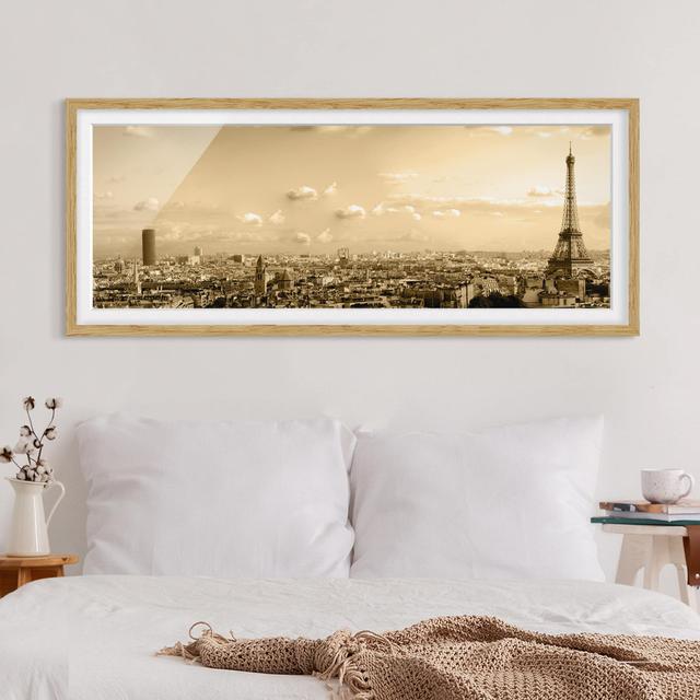 I Love Paris - Picture Frame Graphic Art Ebern Designs Size: 40cm H x 100cm W x 2cm D, Frame Option: Brown Framed on Productcaster.