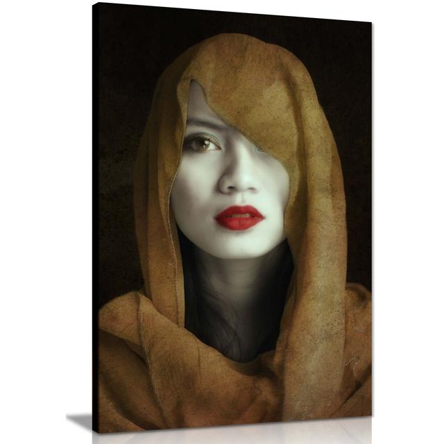 Panther Print Fine Art Prints Woman in Red Lips and Scarf Portrait Artistic Framed Canvas Prints, Pictures for Home Walls, Bedroom, Living Room and Ba on Productcaster.