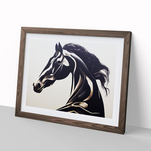 Striking Horse - Picture Frame Graphic Art Natur Pur Size: 34cm H x 46cm W x 2cm D, Frame Colour: Walnut on Productcaster.