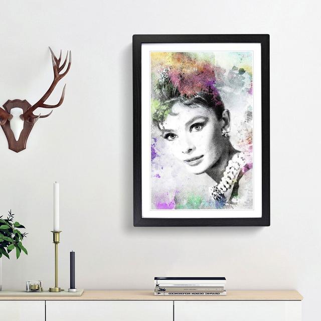 Audrey Hepburn Abstract Art - Picture Frame Painting Print on Paper East Urban Home Size: 63cm H x 45cm W x 2cm D, Frame Option: Black Framed on Productcaster.