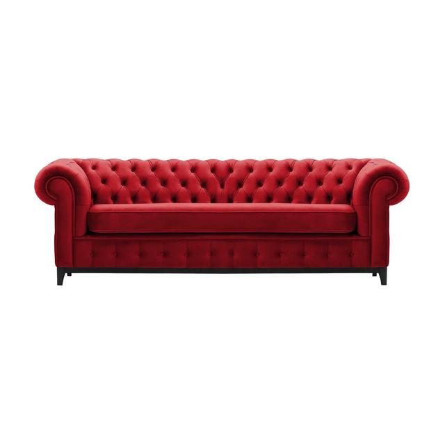 Fritch 3 Seater Chesterfield Sofa Marlow Home Co. Size: 78cm H x 244cm W x 92cm D, Leg Colour: Black, Upholstery Colour: Red on Productcaster.