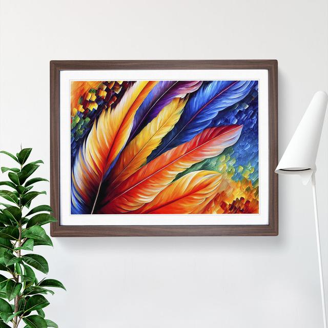 Bird Feather - Picture Frame Painting Latitude Vive Frame Colour: Walnut Framed, Size: 25cm H x 34cm W x 2cm D on Productcaster.