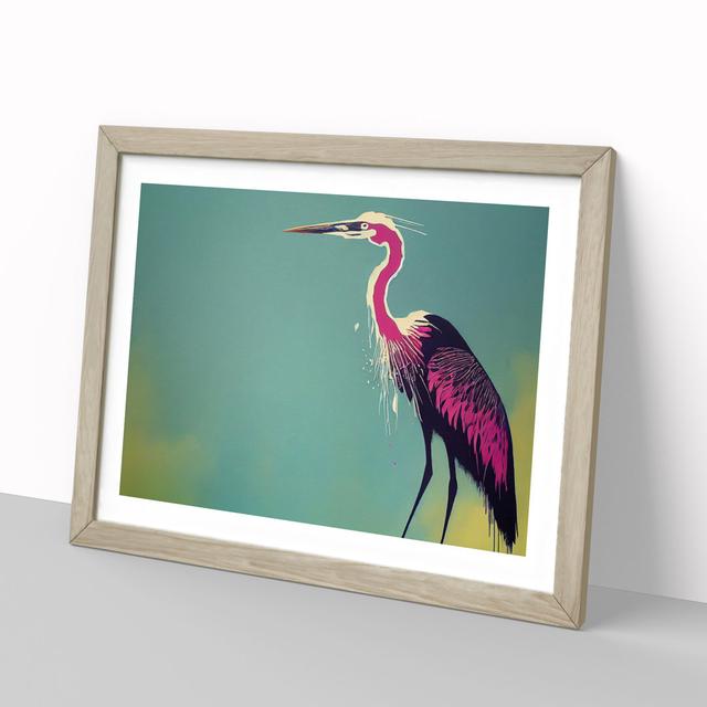 Heron Bird Splash Vol.1 Abstract House of Hampton Size: 46cm H x 64cm W x 2cm D, Frame Colour: Oak on Productcaster.