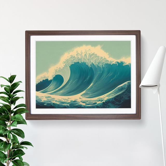 Awesome Ocean Wave House of Hampton Frame Colour: Walnut, Size: 34cm H x 46cm W x 2cm D on Productcaster.