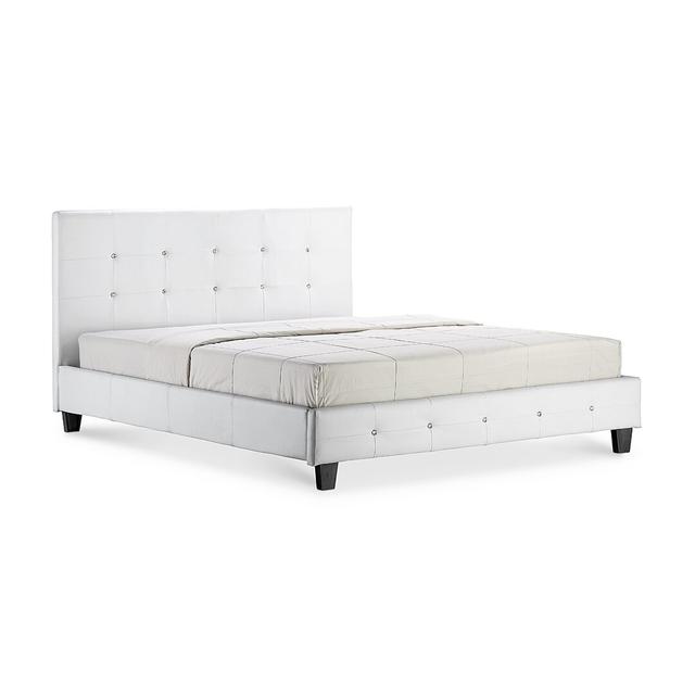 Janvey Upholstered Bed Frame Metro Lane Size: Kingsize (5'), Finish: White on Productcaster.