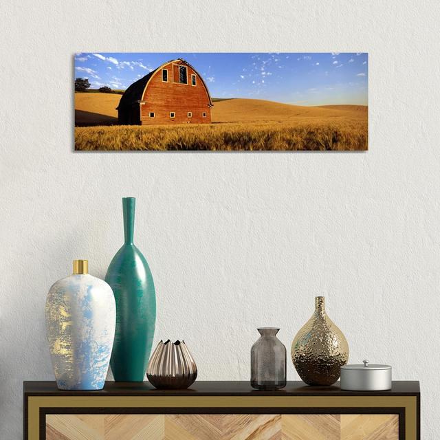 Old Barn In A Wheat Field, Palouse, Whitman County, Washington State, USA #4 - Wrapped Canvas Panoramic Print August Grove Size: 30.48cm H x 91.44cm W on Productcaster.