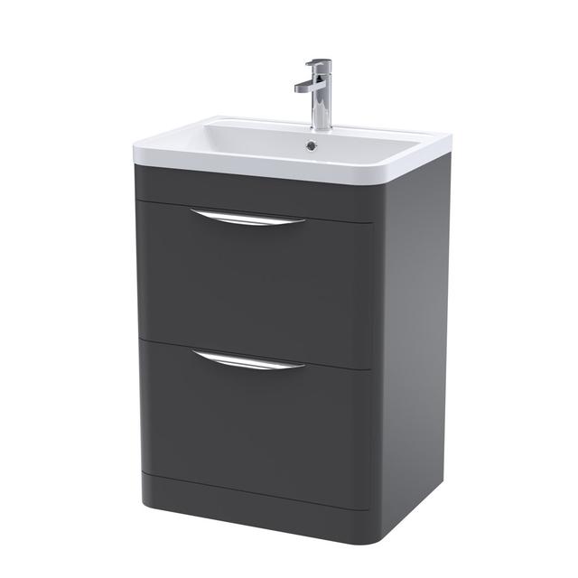 Parade 600mm Single Bathroom Vanity with Integrated Vitreous China Basin Nuie Vanity Unit Colour: Soft Black on Productcaster.