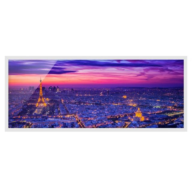 Paris at Night - Picture Frame Graphic Art Latitude Run Frame Option: White Framed, Size: 30cm H x 75cm W x 2cm D on Productcaster.