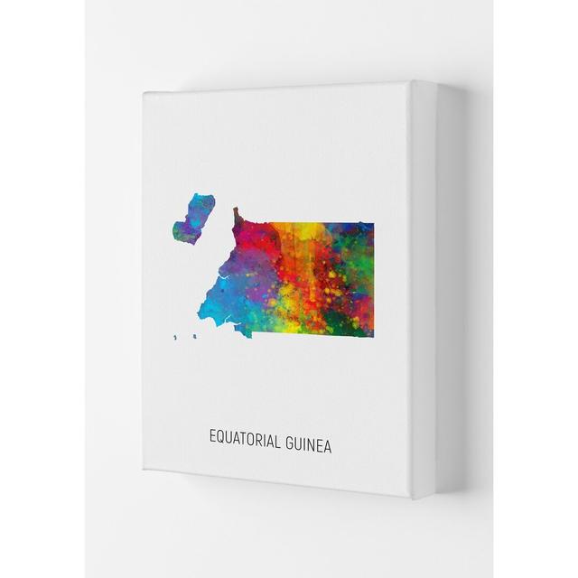 Equatorial Guinea Watercolour Map by Michael Tompsett - Graphic Art Latitude Run Format: Wrapped Canvas, Size: 59.4cm H x 42cm W x 4cm D on Productcaster.