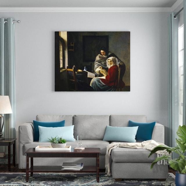 'Girl Interrupted at Her Music' by Johannes Vermeer Graphic Art Print on Wrapped Canvas Astoria Grand Size: 101cm H x 127cm W on Productcaster.