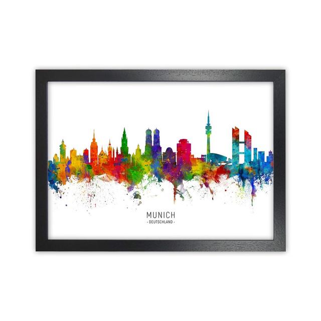 Munich Deutschland Skyline by Michael Tompsett - Print Ebern Designs Size: 46cm H x 63cm W x 3cm D, Format: Black Framed on Productcaster.