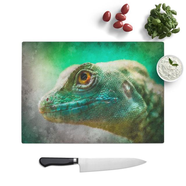 Tempered Glass Green Lizard Chopping Board East Urban Home Size: 20 cm x 28.5 cm on Productcaster.