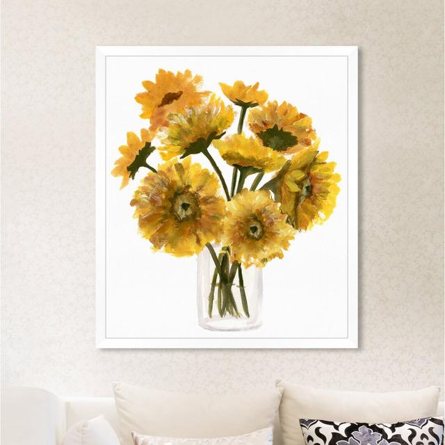 Happy Yellow Daisies - Painting Print East Urban Home Size: 69cm H x 56cm W x 1cm D, Format: White Framed Paper on Productcaster.