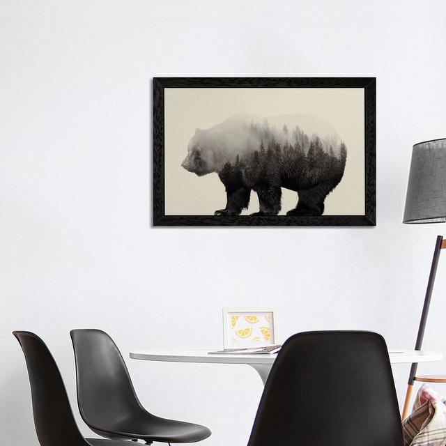 'Bear in the Mist' by Andreas Lie - Floater Frame Graphic Art Print on Canvas Union Rustic Size: 66.04cm H x 101.6cm W x 3.81cm D, Frame Option: Black on Productcaster.