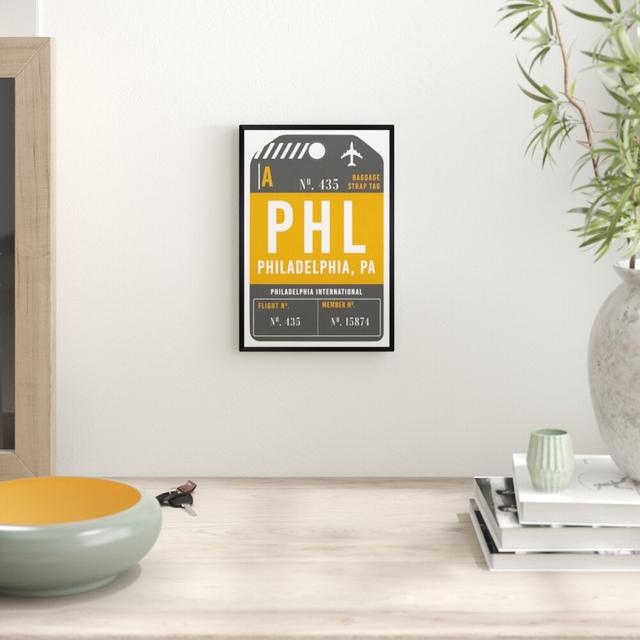 Philadelphia Luggage Tag - Typography Print East Urban Home Format: Black Framed Paper, Size: 96.52cm H x 66.04cm W x 3.05cm D on Productcaster.