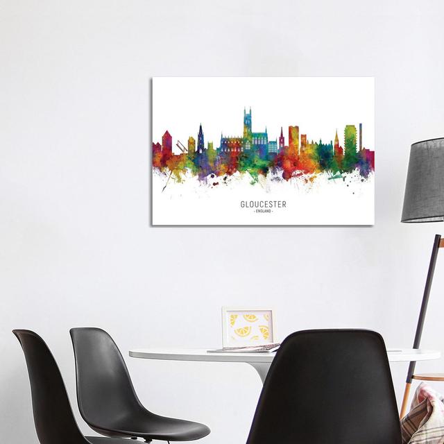 Gloucester England Skyline by Michael Tompsett - Wrapped Canvas Painting Latitude Run Size: 66.04cm H x 101.6cm W x 1.91cm D on Productcaster.