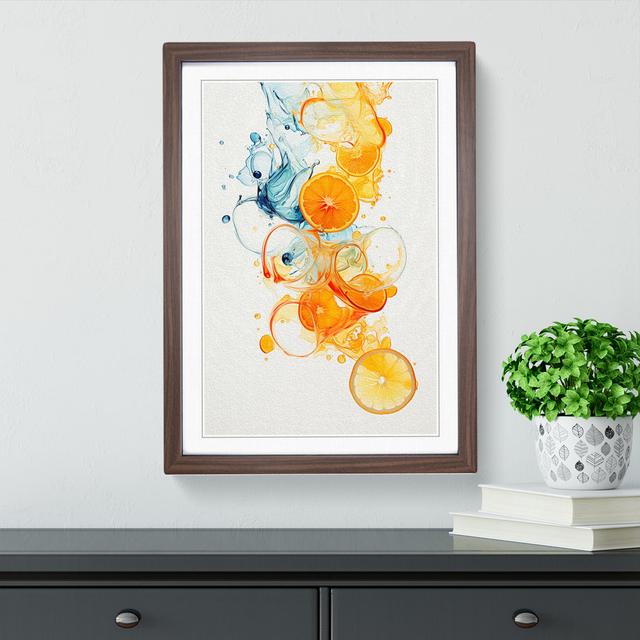 Citrus Fruits Gestural - Single Picture Frame Print on Wood 17 Stories Format: Walnut Framed, Size: 34cm H x 25cm W x 2cm D on Productcaster.