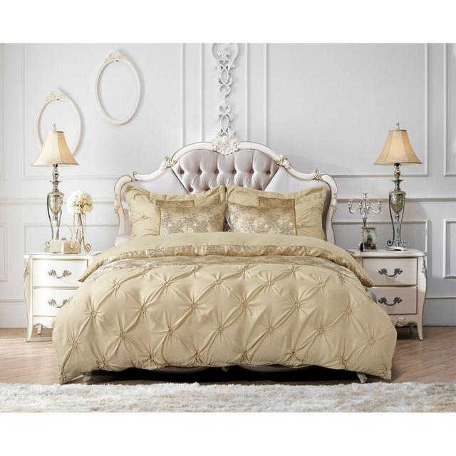 Weller Jacquard Bedspread Set Mercer41 Colour: Gold, Size: 250 x 250cm Bedspread + 2 Pillow Shams on Productcaster.