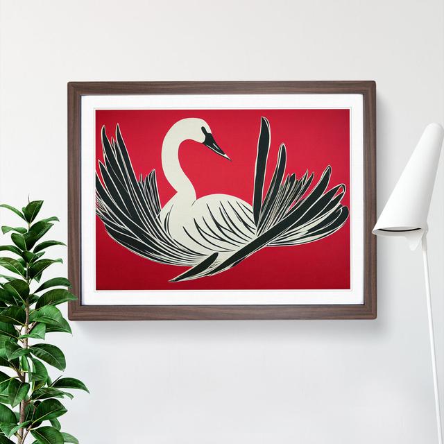 Artsy Swan - Single Picture Frame Print Marlow Home Co. Size: 34cm H x 46cm W, Frame Colour: Brown on Productcaster.