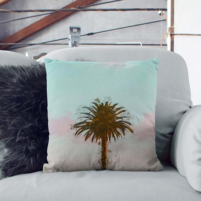 Sunset Palm Tree Cushion with Filling East Urban Home Size: 55cm H x 55cm W x 20cm D, Backing Colour: Black on Productcaster.