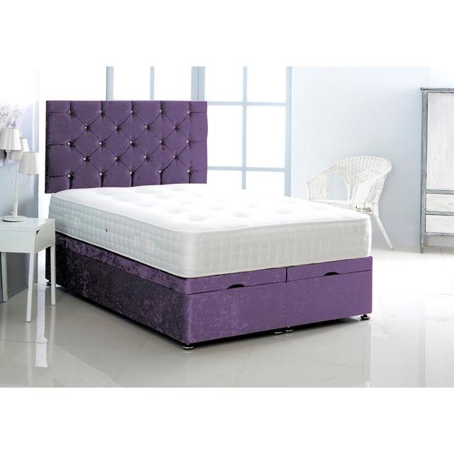 Tiana Upholstered Ottoman Bed Mercer41 Colour: Purple, Size: Double (4'6) on Productcaster.