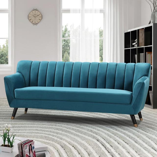 Soraya 3 Seater Velvet Sofa Etta Avenue Upholstery Colour: Teal on Productcaster.