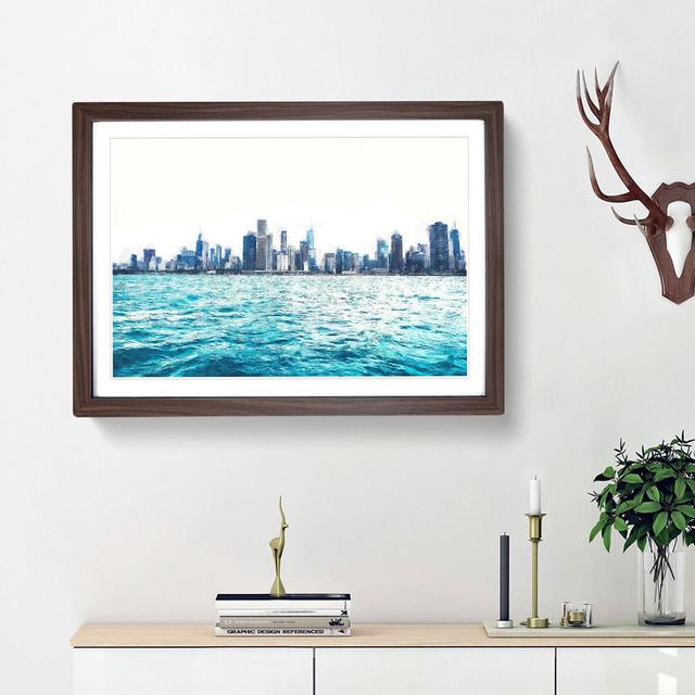 Cloudy Day in Chicago Illinois - Picture Frame Graphic Art Print East Urban Home Frame Option: Walnut Framed, Size: 45cm H x 63cm W x 2cm D on Productcaster.