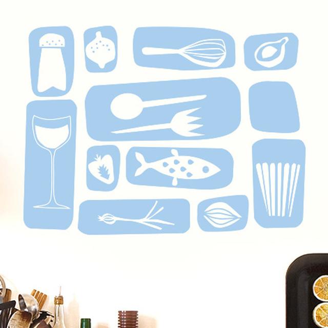 Kitchen Symbols Wall Sticker East Urban Home Size: Medium, Colour: Light Blue on Productcaster.