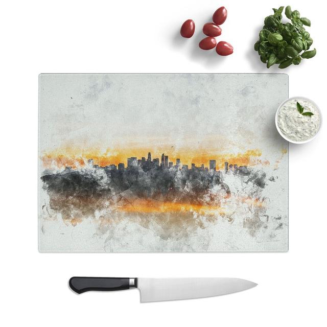 Tempered Glass Sunrise over Los Angeles Skyline Chopping Board East Urban Home Size: 28.5 cm x 39 cm on Productcaster.