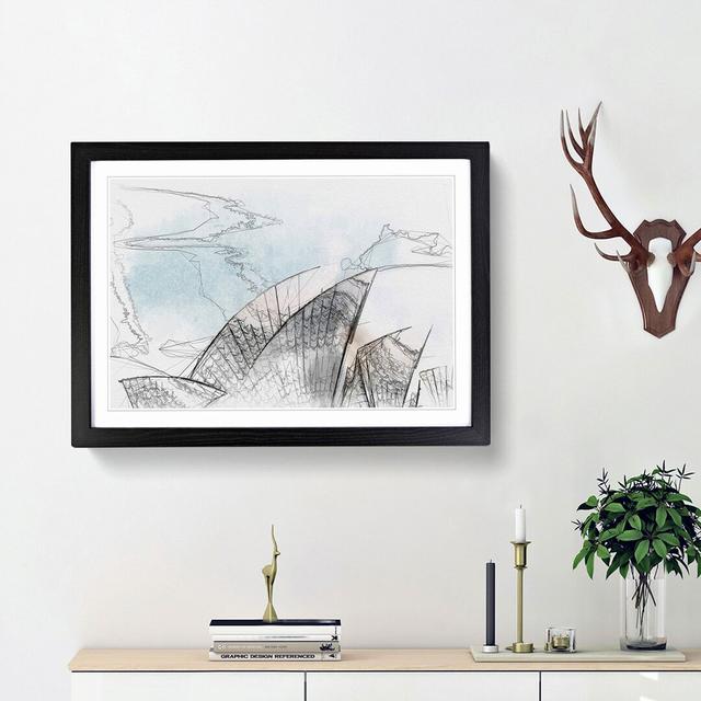 Sydney Opera House in Australia in Abstract - Picture Frame Graphic Art Print East Urban Home Frame Option: Black Framed, Size: 62cm H x 87cm W x 2cm on Productcaster.