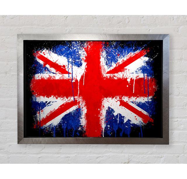 Grunge Flagge Uk - Druck Williston Forge Größe: 100cm H x 141,4cm B x 3,4cm T, Format: Poster mit silberfarbenem Rahmen on Productcaster.