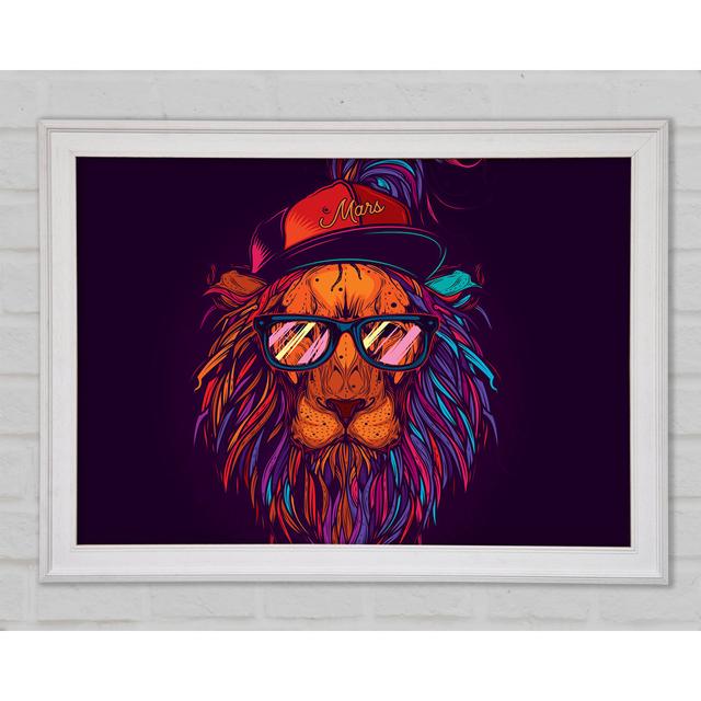 Lion Sunglasses Framed Print Happy Larry Size: 84.1cm H x 118.9cm W x 1.5cm D on Productcaster.