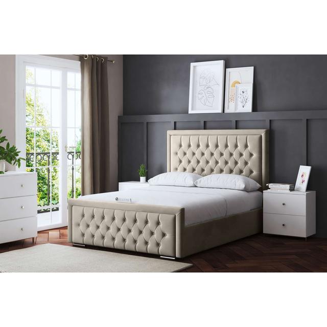 Allegra Upholstered Bed with Headboard Fairmont Park Colour: Beige, Size: Super King (6') on Productcaster.