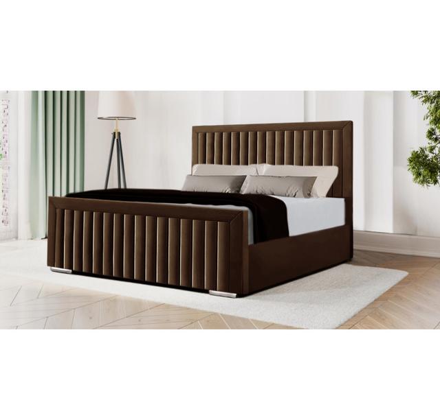 Miyon Upholstered Standard Bed Ebern Designs Colour: Brown, Size: Double (4'6) on Productcaster.