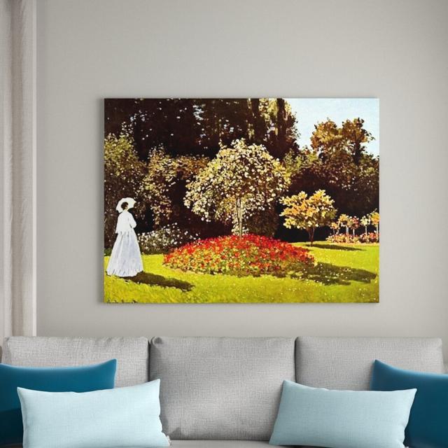 Woman In The Garden by Claude Monet - Wrapped Canvas Painting East Urban Home Size: 60cm H x 80cm W x 1.8cm D on Productcaster.