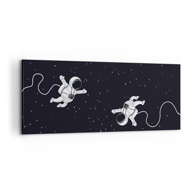 Cartoon Astronauts Cosmos - Wrapped Canvas Graphic Art Ebern Designs Size: 50cm H x 120cm W x 1.8cm D on Productcaster.