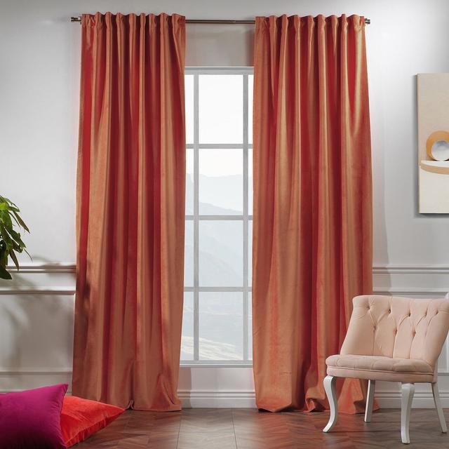 100% Blackout Extra Long & Extra Wide Luxury Matte Velvet Single Curtain Panel Lilijan Home & Curtain Paneel-Größe: 375 H x 280 B cm, Farbe: Lime on Productcaster.