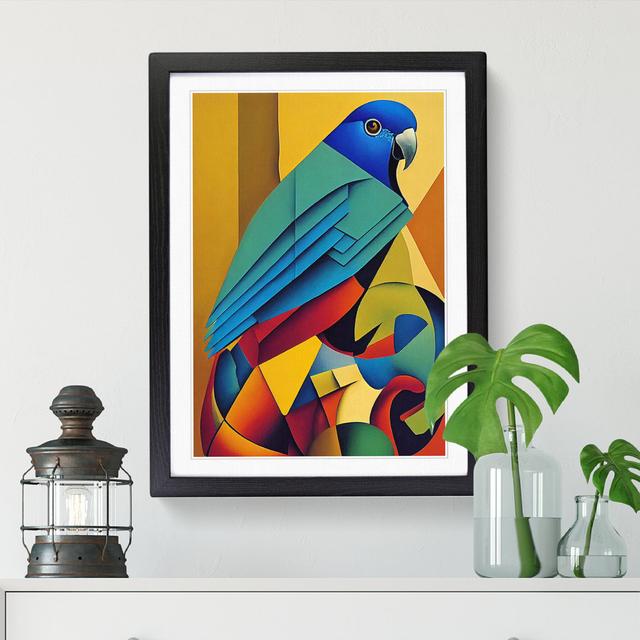 Parrot Cubism - Single Picture Frame Painting ClassicLiving Frame Option: Black, Size: 34cm H x 25cm W x 2cm D on Productcaster.