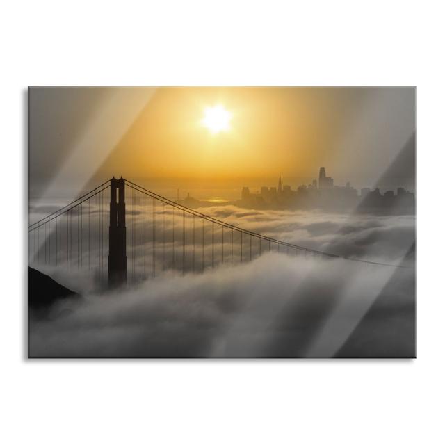 Golden Gate Bridge at Sunrise - Unframed Photograph on Glass Brayden Studio Size: 60cm H x 80cm W x 0.4cm D on Productcaster.