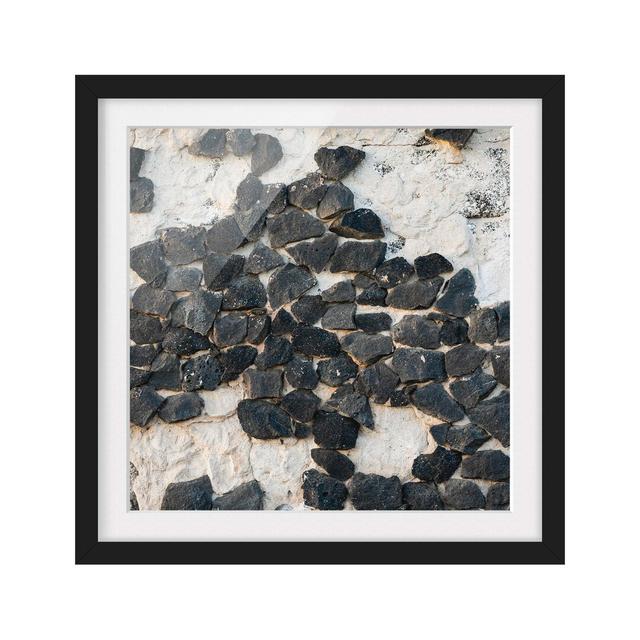 Picture With Frame - Wall With Black Stones - Square 1:1_Matte Highland Dunes Size: 70cm H x 70cm W x 2cm D, Frame Option: Black on Productcaster.