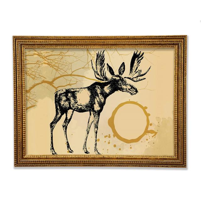 Moose In The Golden Suna Framed Print Union Rustic Size: 42cm H x 59.7cm W x 3cm D, Format: Gold Framed Paper on Productcaster.