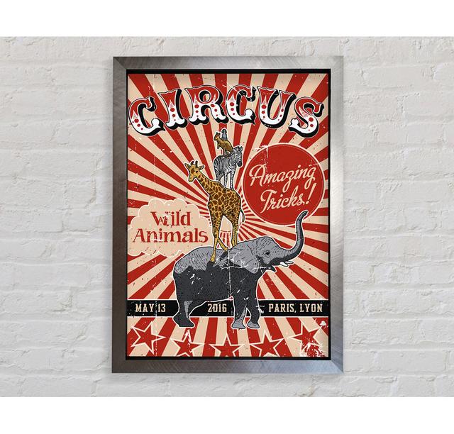 Circus Amazing Tricks Framed Print Wall Art Happy Larry Size: 141.4cm H x 100cm W x 3.4cm D, Format: Silver Framed Paper on Productcaster.