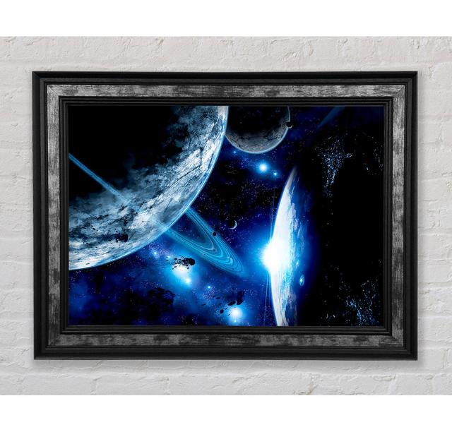 Blue Galaxy Rays - Single Picture Frame Art Prints Bright Star Size: 21cm H x 42cm W x 8cm D on Productcaster.